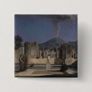 Bóton Quadrado 5.08cm Sonho nas ruínas de Pompeii, 1866
