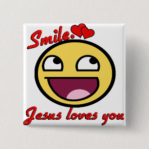 BÓTON QUADRADO 5.08CM SORRISO JESUS TE AMA