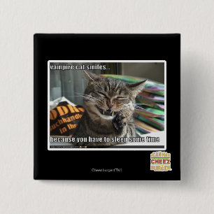 Bóton Quadrado 5.08cm sorrisos do gato do vampiro