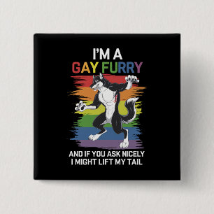 Bóton Quadrado 5.08cm Sou um Gay Fox Rainbow LGBTQ Pride