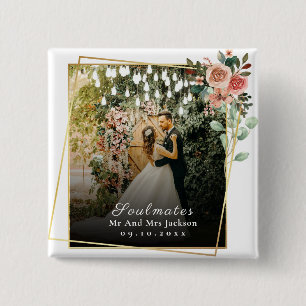 Bóton Quadrado 5.08cm Soulmates I Love You Cased Photo Namorados