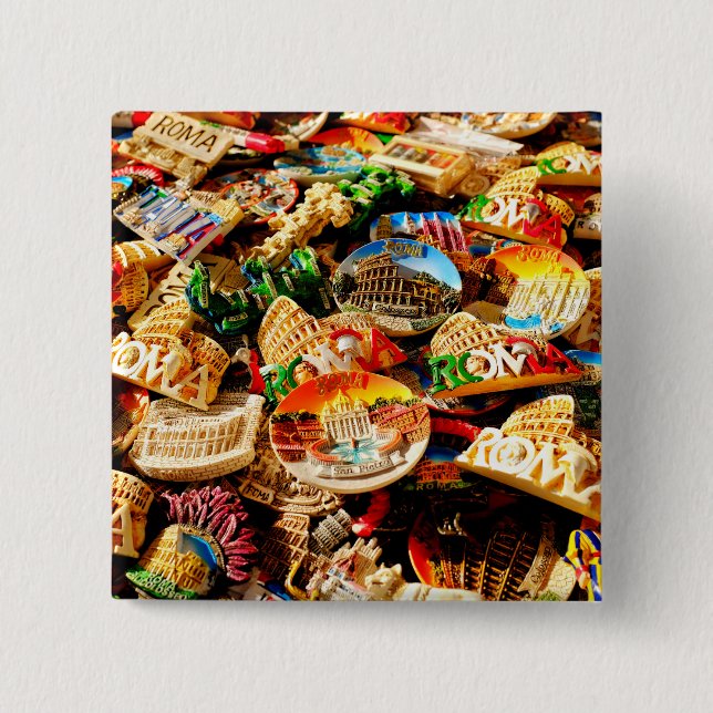 Bóton Quadrado 5.08cm Souvenirs de Roma (Frente)
