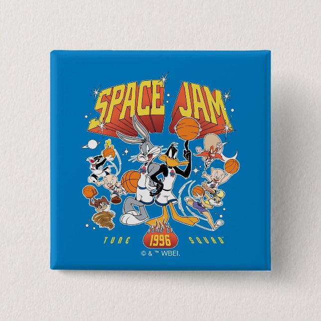 Bóton Quadrado 5.08cm SPACE JAM™ TUNE SQUAD™ 1996 Gráfico (Frente)