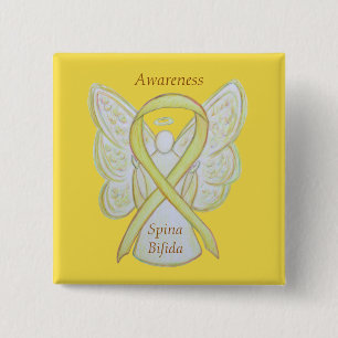 Bóton Quadrado 5.08cm Spina Bifida Angel Yellow Awarding Pinos de Fita