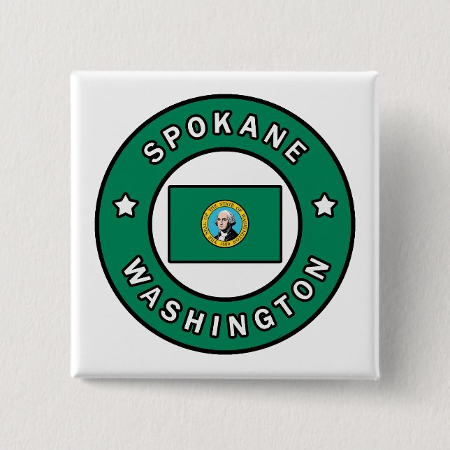 Bóton Quadrado 5.08cm Spokane Washington (Frente)