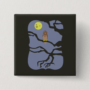 Bóton Quadrado 5.08cm Spooky Halloween Owl