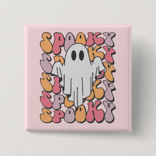 Bóton Quadrado 5.08cm Spooky Retro Ghost