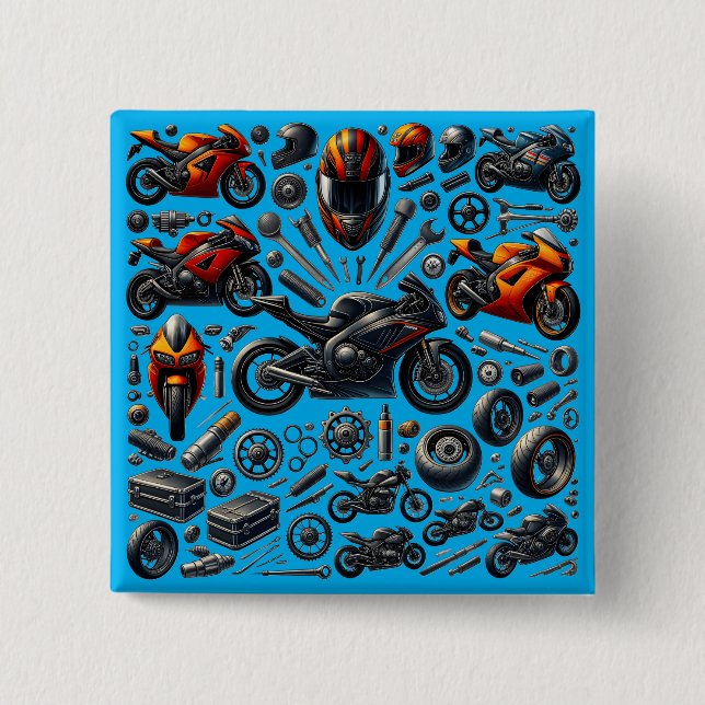 Bóton Quadrado 5.08cm Sports Motorcycles: Speed and Performance (Frente)