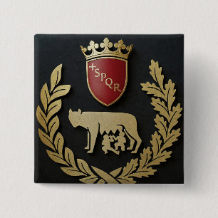 Bóton Quadrado 5.08cm +SPQR Boto Pro Roma