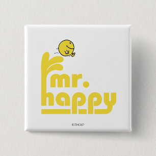 Bóton Quadrado 5.08cm Sr. Happy   Fonte de água
