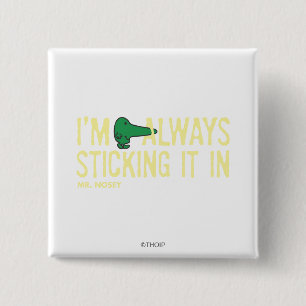 Bóton Quadrado 5.08cm Sr. Nosey NPoing Letra amarela