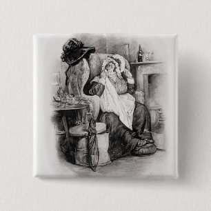 Bóton Quadrado 5.08cm Sra. Gamp, 'de Charles Dickens: Uma bisbolhetice