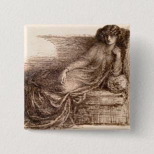 Bóton Quadrado 5.08cm Sra. Jane Morris Reclining em um sofá