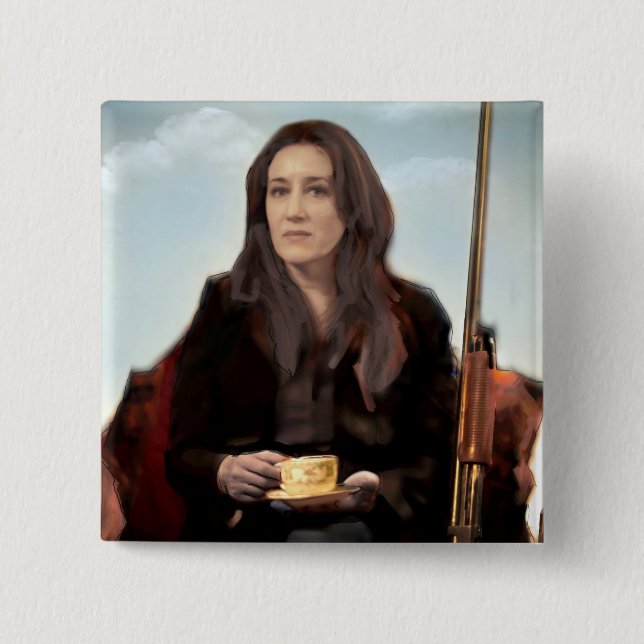 Bóton Quadrado 5.08cm Sra. órfão S do preto | - feminista legal (Frente)