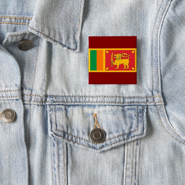 Bóton Quadrado 5.08cm Sri Lanka National Flag Lion Symbol (Criador carregado)