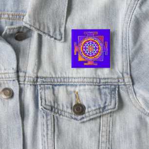 Bóton Quadrado 5.08cm Sri Yantra - Símbolo hinduísmo Design 1