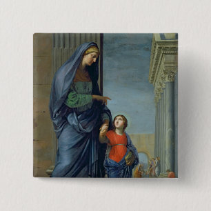 Bóton Quadrado 5.08cm St Anne que conduz o Virgin ao templo