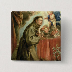 Bóton Quadrado 5.08cm St Anthony de Pádua adorador a criança do cristo
