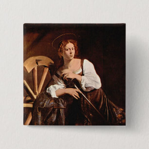 Bóton Quadrado 5.08cm St. Catherine de Alexandria por Caravaggio