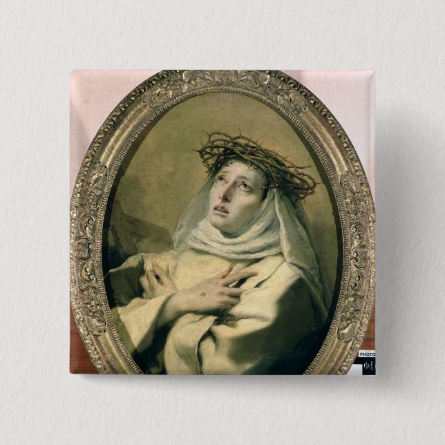Bóton Quadrado 5.08cm St. Catherine de Siena, c.1746 (Frente)