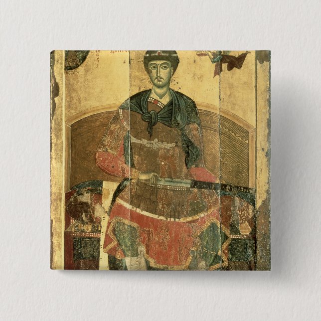 Bóton Quadrado 5.08cm St. Demetrius de Salonica, século XII (Frente)