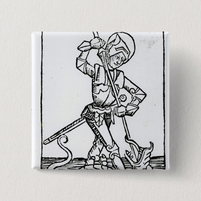 Bóton Quadrado 5.08cm St George, 'do Liber Chronicarum (Frente)