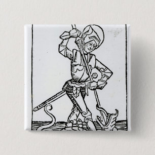 Bóton Quadrado 5.08cm St George, 'do Liber Chronicarum