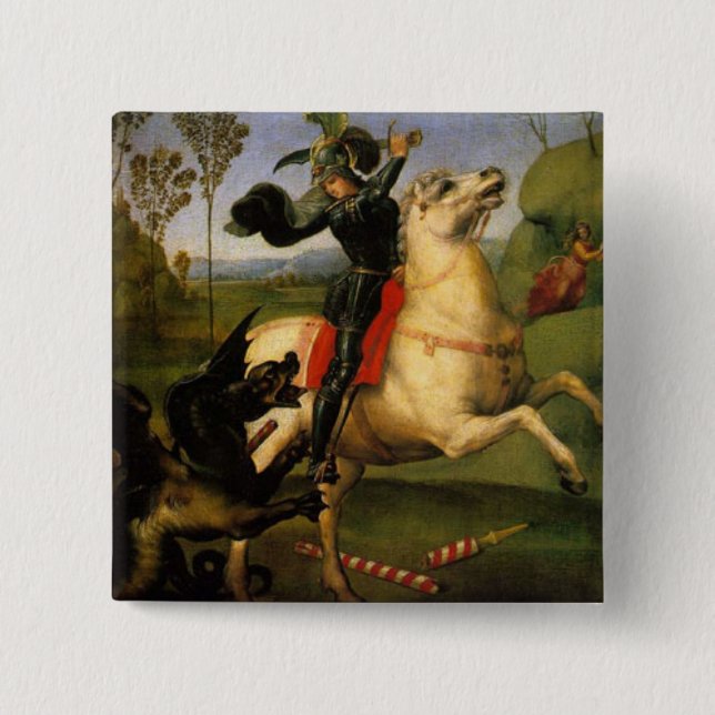 Bóton Quadrado 5.08cm St George e o dragão (Frente)