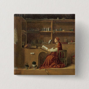Bóton Quadrado 5.08cm St Jerome em seu estudo, c.1475 2