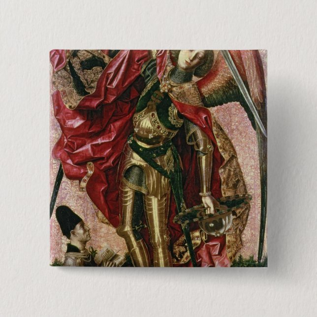 Bóton Quadrado 5.08cm St Michael e o dragão (Frente)