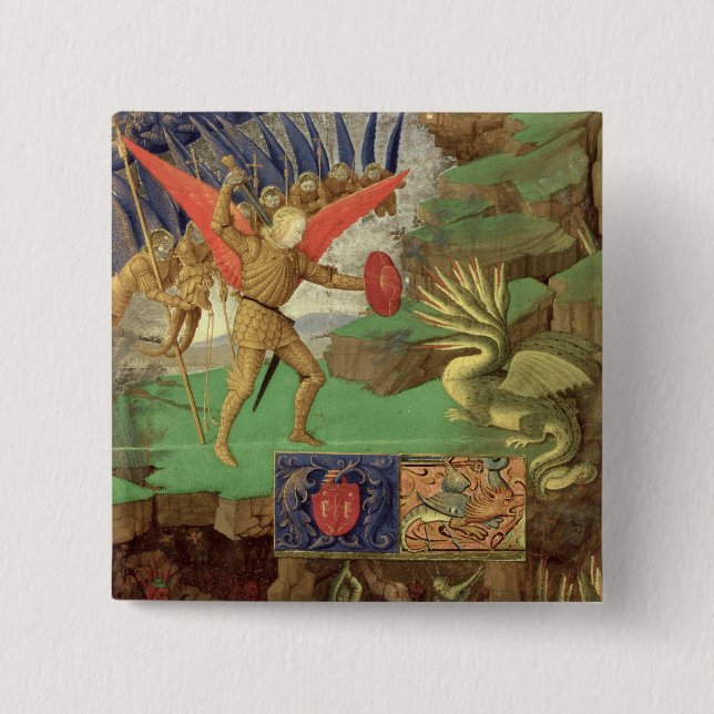 Bóton Quadrado 5.08cm St Michael que massacra o dragão (Frente)