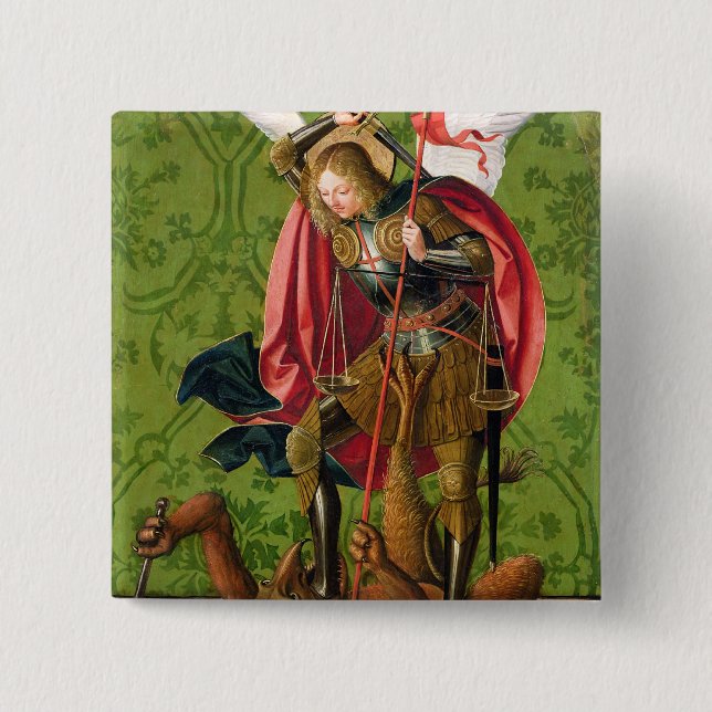 Bóton Quadrado 5.08cm St Michael que mata o dragão (Frente)