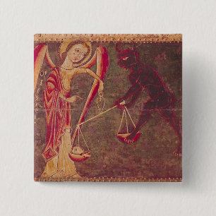 Bóton Quadrado 5.08cm St Michael que pesa almas, de um altarpiece