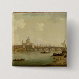 Bóton Quadrado 5.08cm St Paul e ponte de Blackfriars, Londres, c.1770-