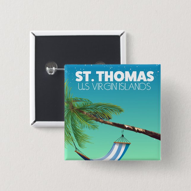 Bóton Quadrado 5.08cm St Thomas Ilhas Virgens Americanas. (Frente & Verso)