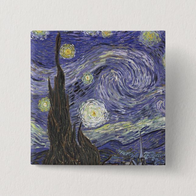 Bóton Quadrado 5.08cm Starry Night (Frente)