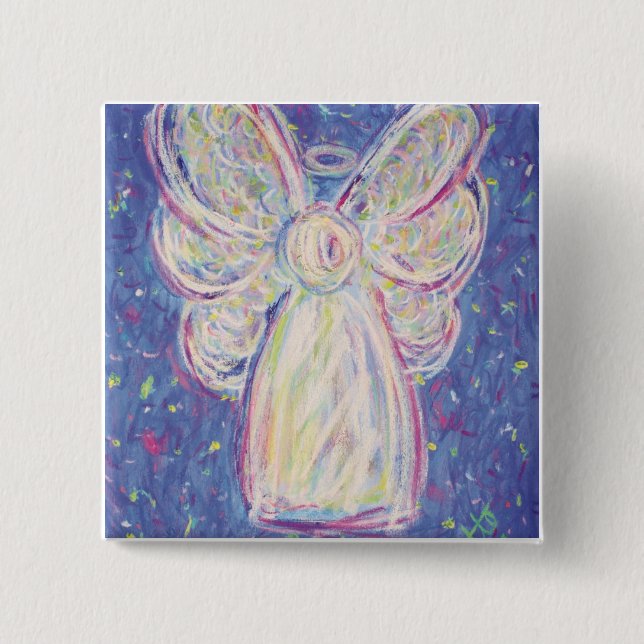 Bóton Quadrado 5.08cm Starry Night Angel Button (quadrado) (Frente)