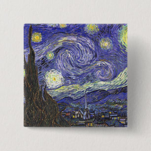 Bóton Quadrado 5.08cm Starry Night por Van Gogh