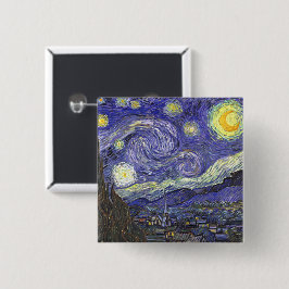 Bóton Quadrado 5.08cm Starry Night por Vincent van Gogh