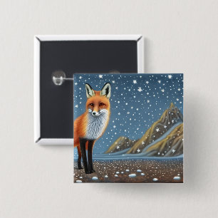 Bóton Quadrado 5.08cm Starry Starry Night Storybook Fox