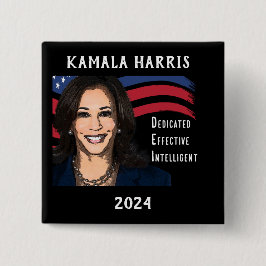Bóton Quadrado 5.08cm Stars and Stripes Kamala Harris para o Presidente