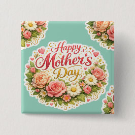 Bóton Quadrado 5.08cm Stay floral wreath