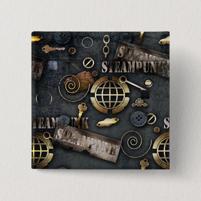 Bóton Quadrado 5.08cm Steampunk (Frente)