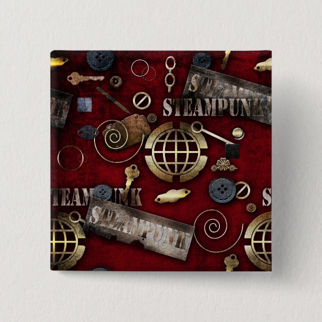 Bóton Quadrado 5.08cm Steampunk (Frente)