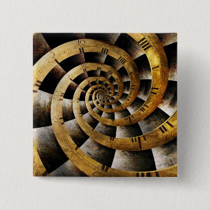 Bóton Quadrado 5.08cm Steampunk - pulso de disparo - o fluxo do tempo