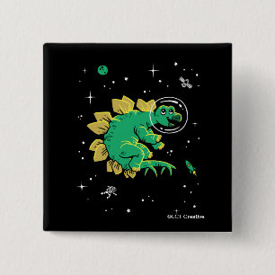Bóton Quadrado 5.08cm Stegosaurus verde Dinos de Tan no espaço