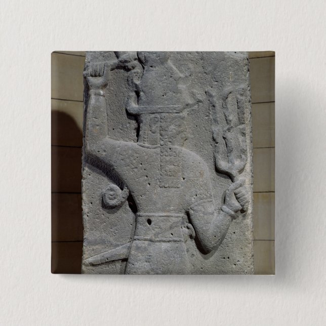 Bóton Quadrado 5.08cm Stela de Teshub, deus sírio da tempestade (Frente)