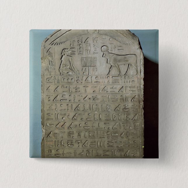 Bóton Quadrado 5.08cm Stela que comemora o enterro dos Apis (Frente)