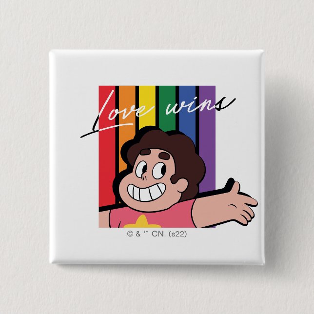 Bóton Quadrado 5.08cm Steven Universe - O amor ganha (Frente)