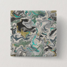 Bóton Quadrado 5.08cm Stone Marbling with Turquoise Veins 2" Square